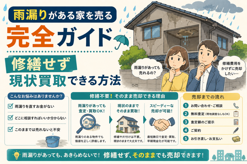 雨漏りがある家を売る完全ガイド|修繕せず現状買取できる方法