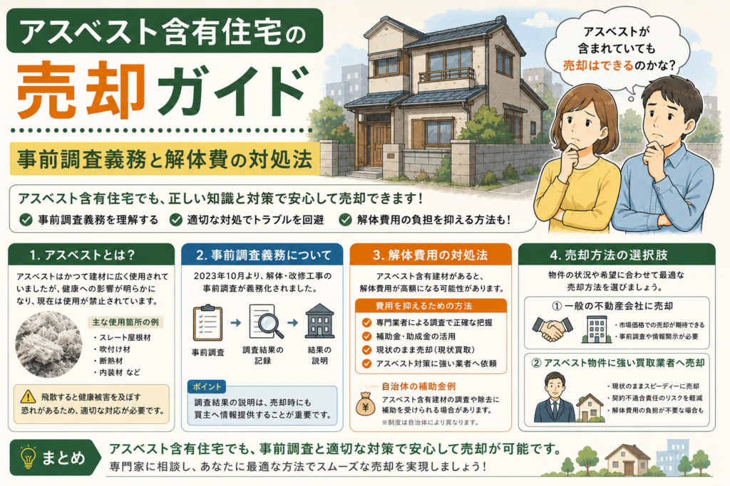 アスベスト含有住宅の売却ガイド|事前調査義務と解体費の対処法