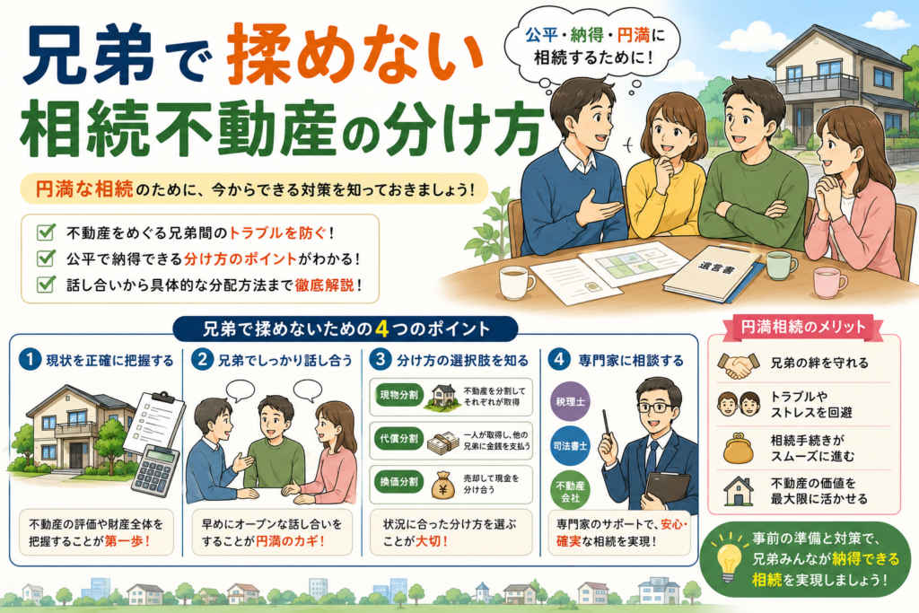 兄弟で揉めない相続不動産の分け方｜4つの分割方法と持分売却まで徹底解説
