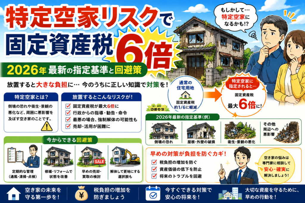 特定空家リスクで固定資産税6倍|2026年最新の指定基準と回避策
