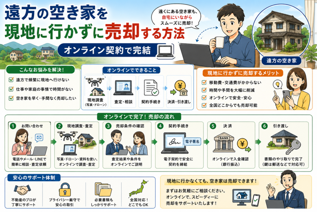 遠方の空き家を現地に行かずに売却する方法|オンライン契約で完結