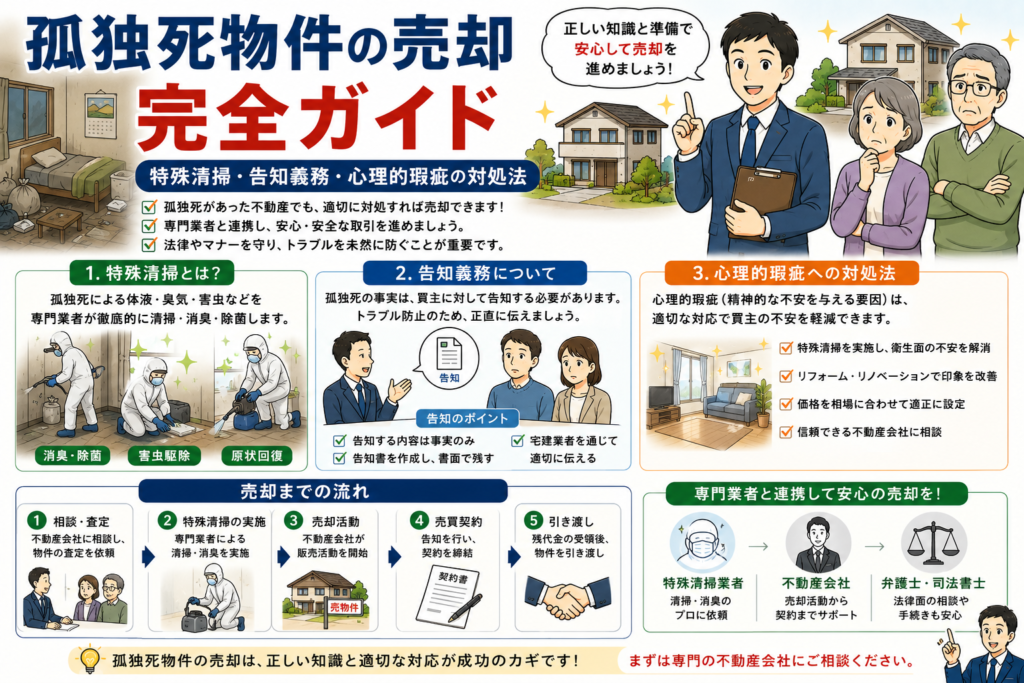 孤独死物件の売却完全ガイド|特殊清掃・告知義務・心理的瑕疵の対処法
