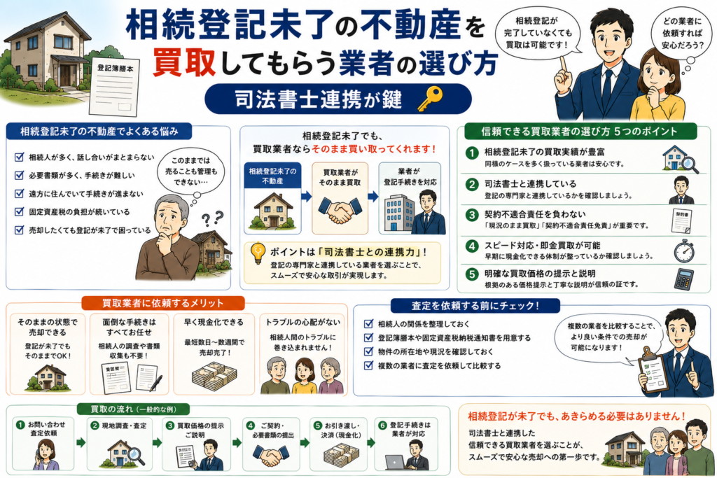 相続登記未了の不動産を買取してもらう業者の選び方|司法書士連携が鍵