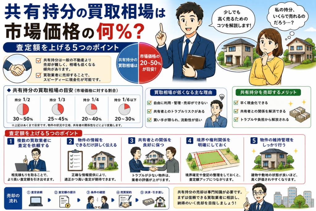 共有持分の買取相場は市場価格の何%?査定額を上げる5つのポイント