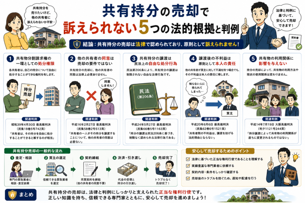 共有持分の売却で訴えられない5つの法的根拠と判例
